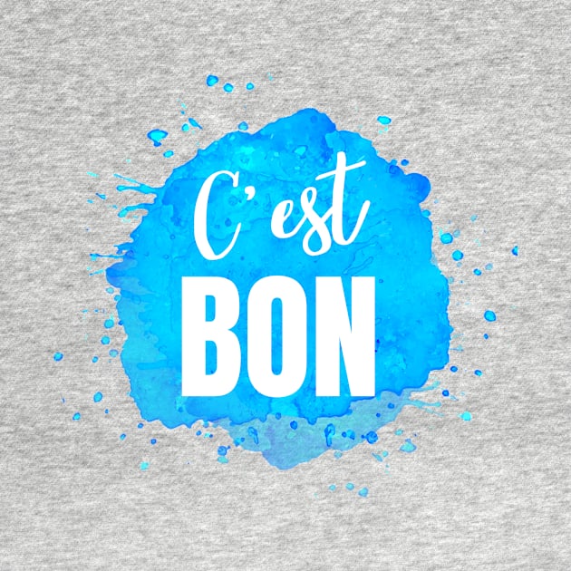 C'est Bon Blue French Phrase for It's Good by JanesCreations